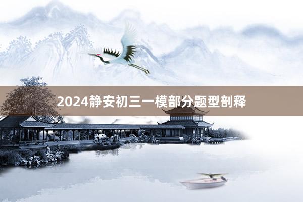 2024静安初三一模部分题型剖释